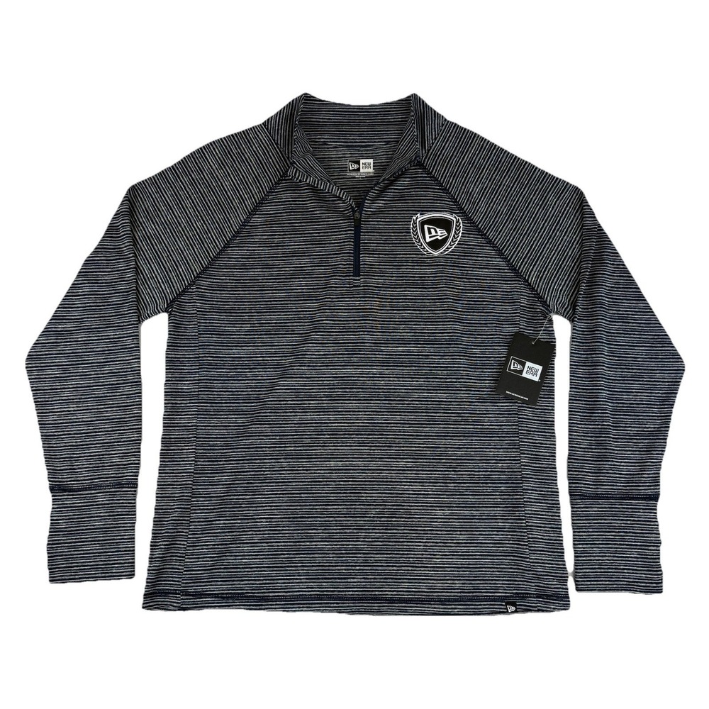 New Era Navy Blue Striped 1/4 Zip Pullover Women's Size Large Thumb Holes NWT